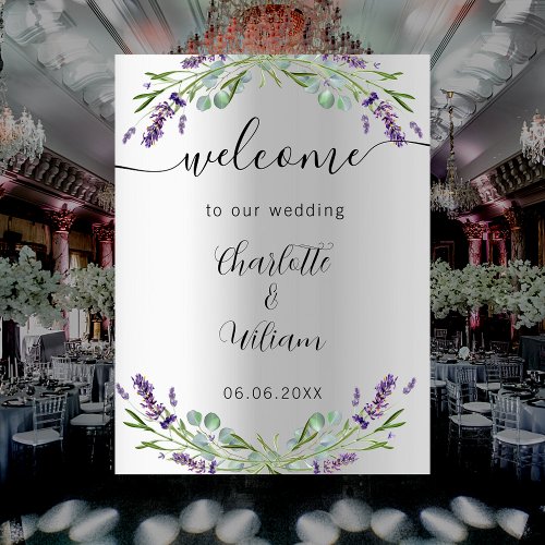 Wedding lavender silver eucalyptus welcome poster