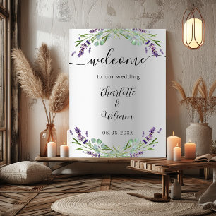 Wedding lavender silver eucalyptus welcome poster