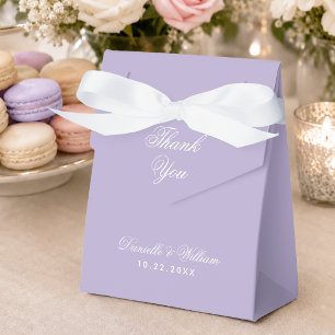 Wedding Lavender Simple Thank You Script Purple Favor Boxes