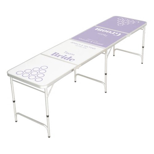Wedding Lavender Team Bride Groom Purple Whtie Beer Pong Table