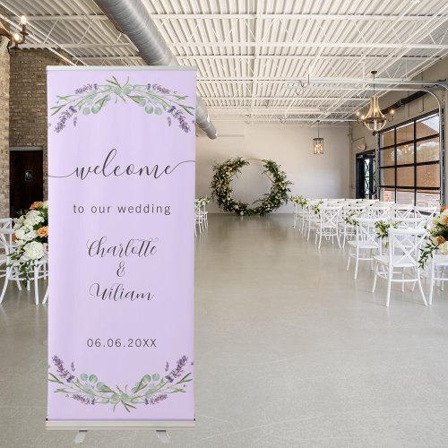 Wedding lavender violet eucalyptus welcome retractable banner
