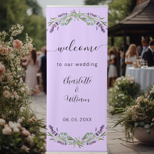 Wedding lavender violet eucalyptus welcome retractable banner