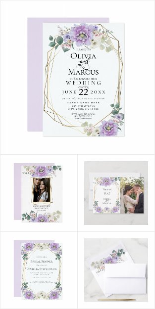 WEDDING | Lavender Watercolor Peony Botanical