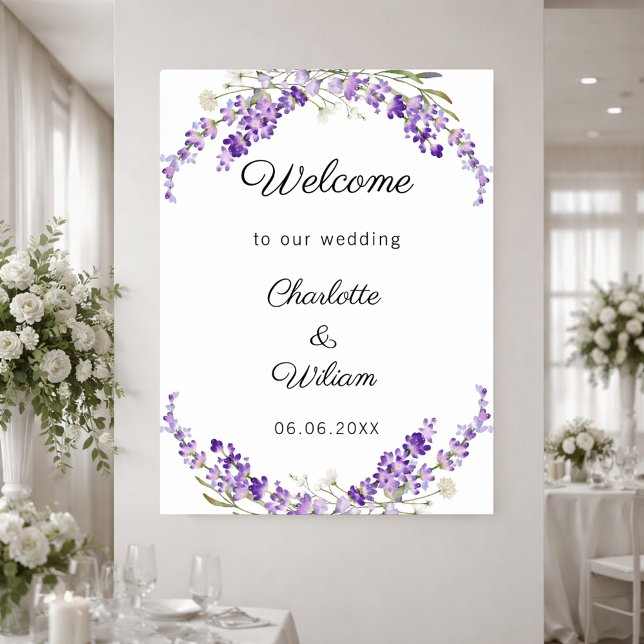 Wedding lavender watercolored welcome poster (Creator Uploaded)