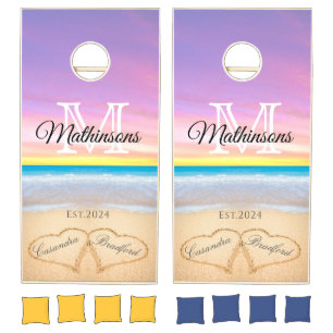 Wedding Lawn Game Hearts in Sand Family Monogram