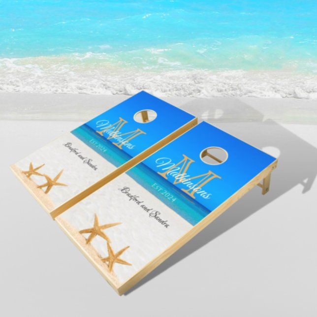 Wedding Lawn Game Starfish in Sand Family Monogram (Creator Uploaded)