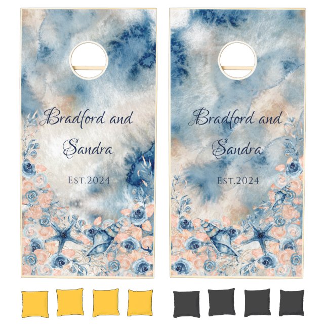 Wedding Lawn Game Starfish in Sand Family Monogram (Set)