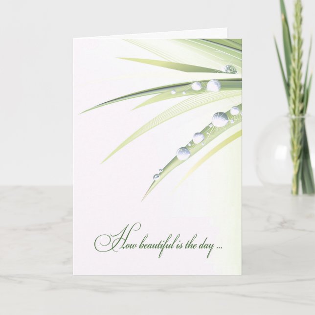 wedding leaf with water droplets card (Front)