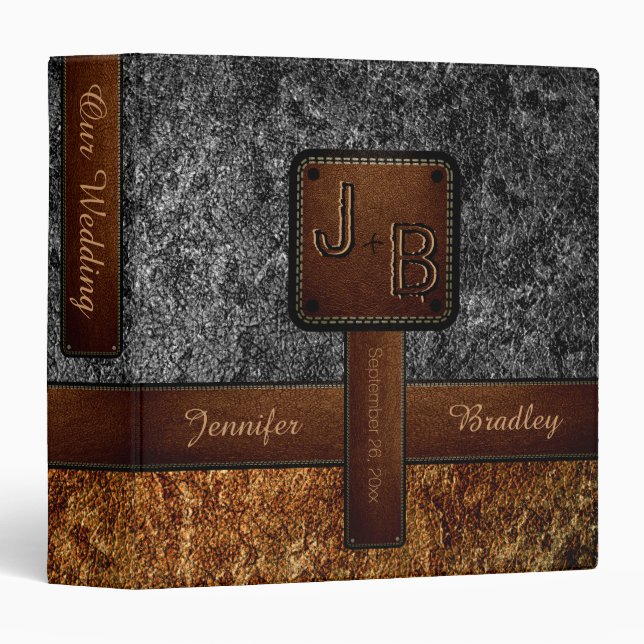 Wedding Leather Look 3 Ring Binder (Front/Spine)
