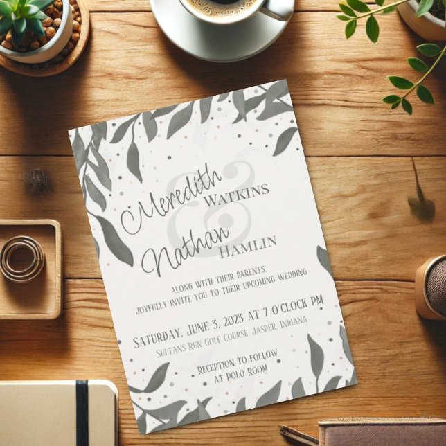 Wedding Leaves Elegant Inspirivity Modern Invitation (Creator Uploaded)