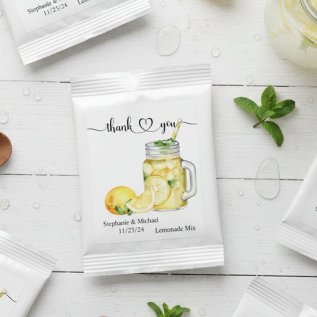 Wedding Lemonade Watercolor Lemon Thank you Drink Mix (Creator Uploaded)