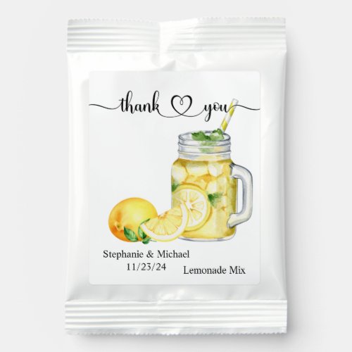 Wedding Lemonade Watercolor Lemon Thank you Lemonade Drink Mix