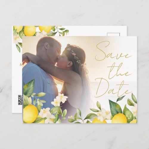 Wedding Lemons Citrus Photo Overlay Save The Date Announcement Postcard