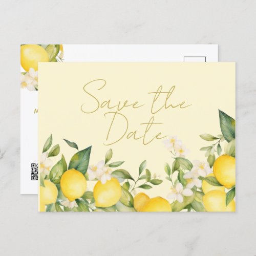 Wedding Lemons Citrus Save The Date Announcement Postcard