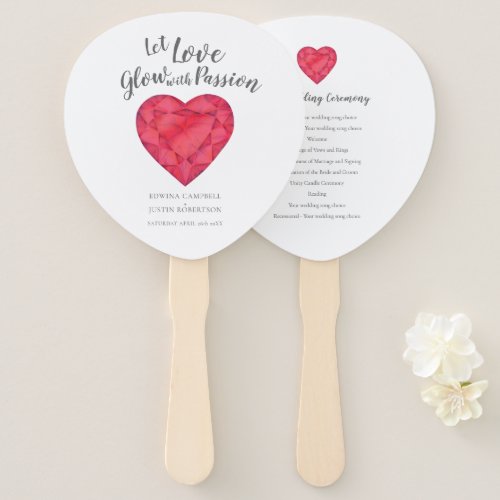 Wedding let love glow with passion watercolor hand fan
