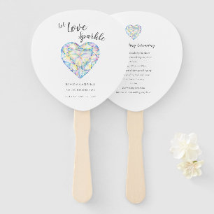 Wedding let love sparkle diamond watercolor hand fan