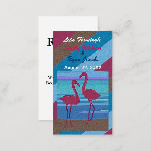 Wedding Lets Flamingle Bird Beach at Dusk Registry Enclosure Card