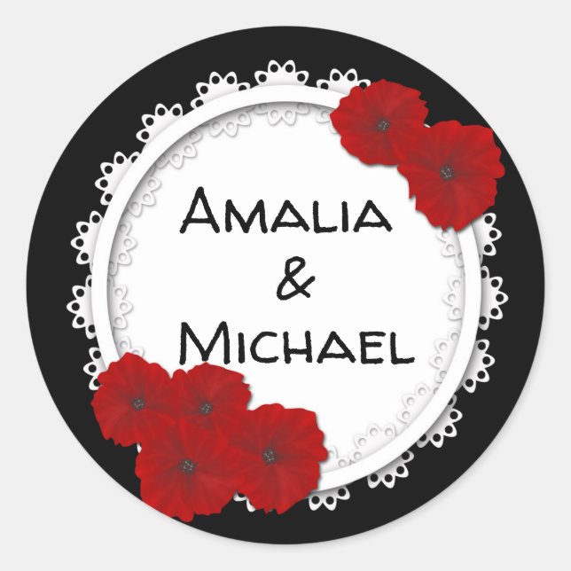 Wedding letters, typography, floral monograms, mon classic round sticker (Front)