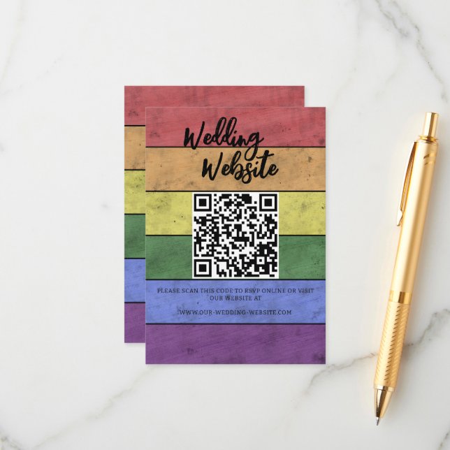Wedding LGBT flag pride Vintage Enclosure Card (Front/Back In Situ)