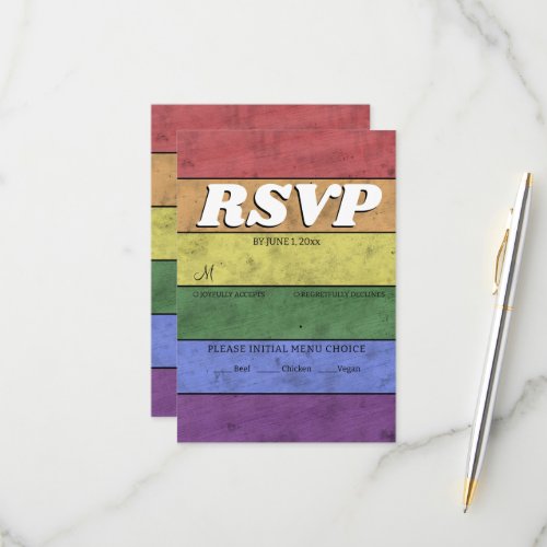 Wedding LGBT flag pride Vintage Save the Date RSVP Card