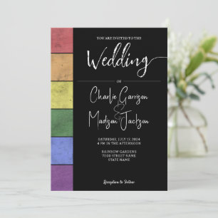 Wedding LGBT flag pride Vintage Script typography Invitation