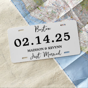 Wedding License Plate - Just Married Mr and Mrs