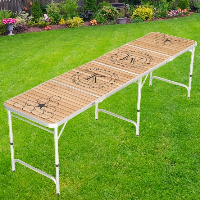 Wedding Light Bamboo Mat Name & Star Beer Pong Table (Creator Uploaded)