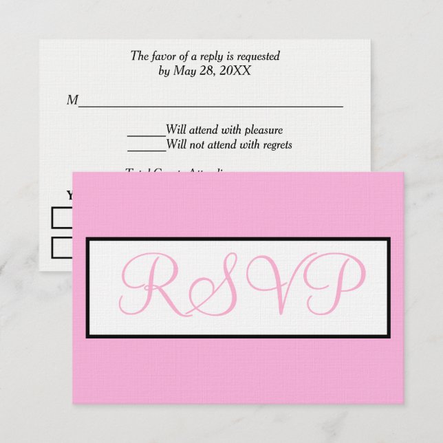 Wedding Light Pink White RSVP Card (Front/Back)