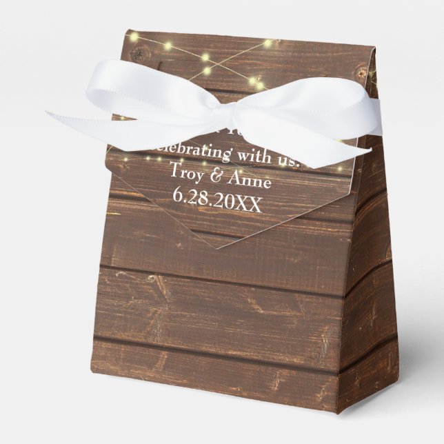 Wedding Light String On Barn Wood Favor Box (Front Side)