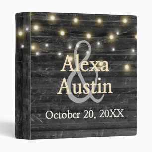 Wedding Light String on Black Wood 3 Ring Binder
