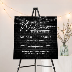 Wedding Light String On Brick Wall Foam Board