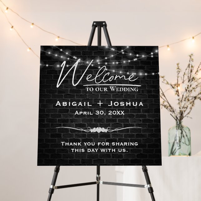 Wedding Light String On Brick Wall Foam Board (In Situ (Stand))