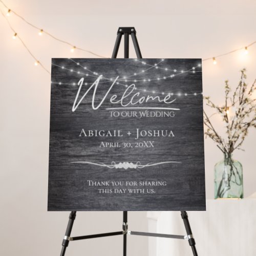 Wedding Light String On Gray Wood Foam Board