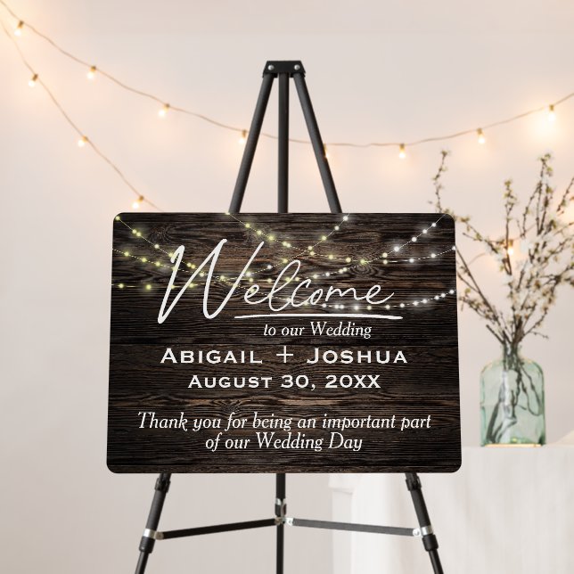 Wedding Light String On Oak Wood Foam Board (In Situ (Stand))