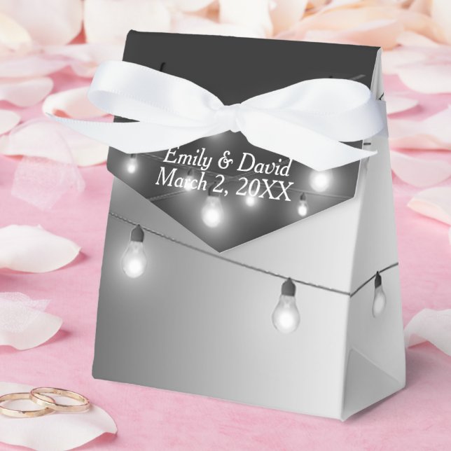 Wedding Lights Black and White Gradient Favor Boxes (Wedding)