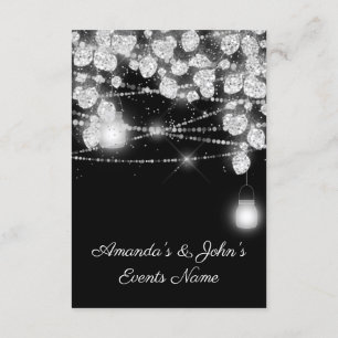 Wedding Lights Jars Glitter Gray Black White Invitation