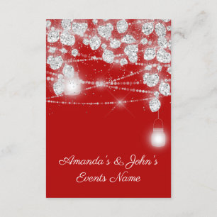Wedding Lights Jars Glitter Gray Silver Red Invitation