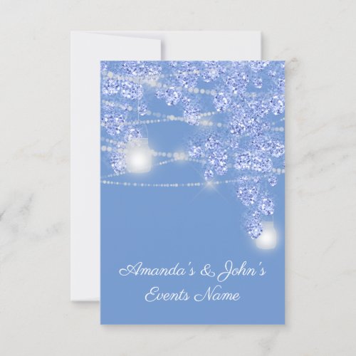 Wedding Lights Jars Rustic Glitter Blue Spark Invitation