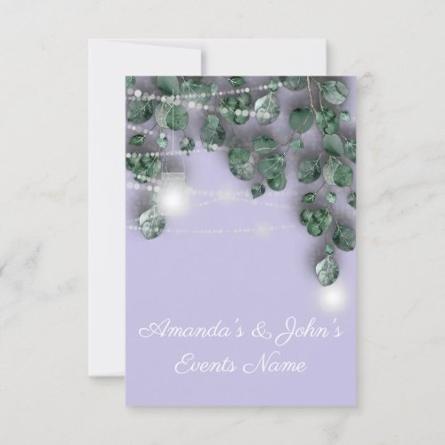 Wedding Lights Jars Rustic Green Lavender Woodland Invitation