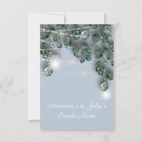 Wedding Lights Jars Rustic Green Mint Blue Invitation