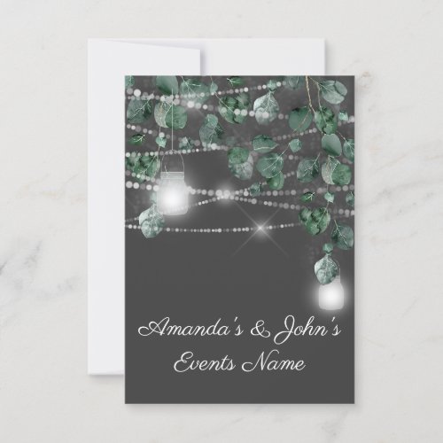 Wedding Lights Jars Rustic Smoky Mint Gray Invitation