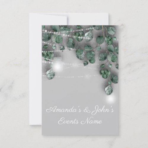 Wedding Lights Jars Rustic Smoky Mint Gray Invitation