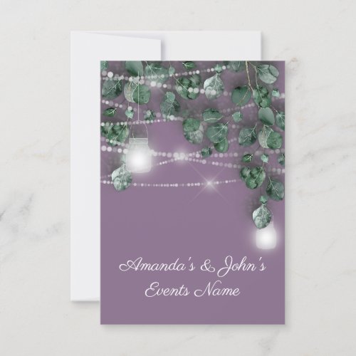 Wedding Lights Jars Rustic Smoky Purple Woodland Invitation