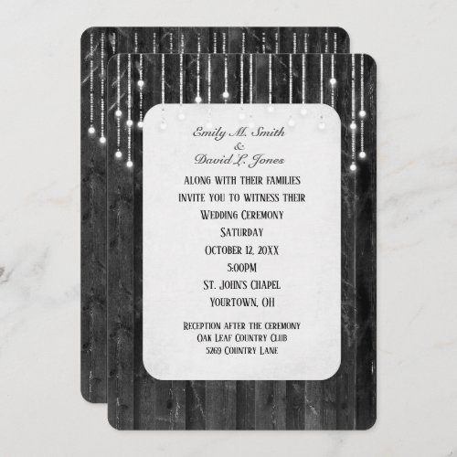 Wedding Lights On Barn Wood Invitation