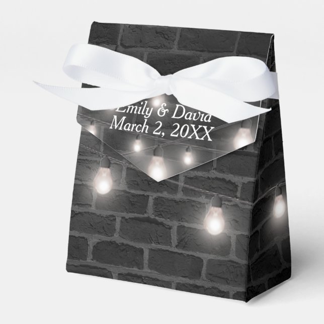Wedding Lights on Brick Favor Boxes (Front Side)