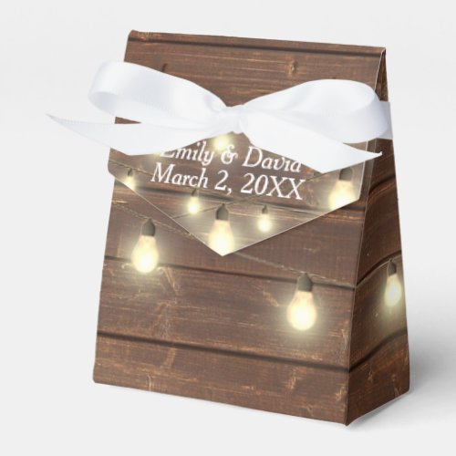 Wedding Lights on Rustic Barn Wood Favor Box