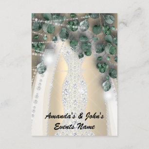 Wedding Lights Rustic Green Dress Diamond Gold Invitation