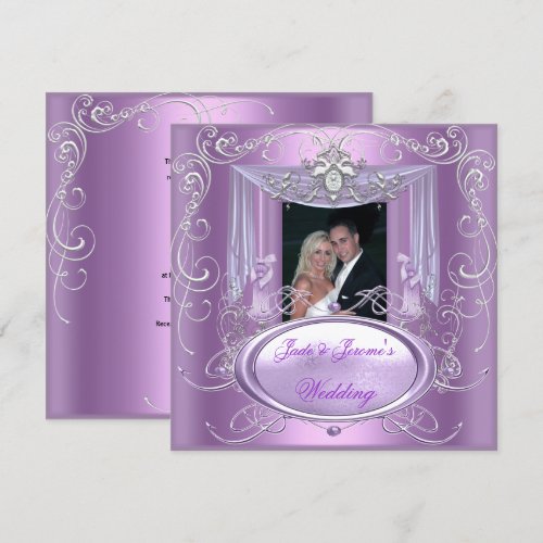 Wedding Lilac Purple Pink Silver Ornate Elegant Custom Announcement