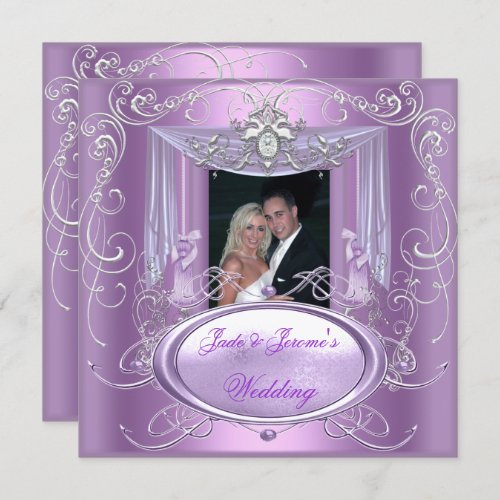 Wedding Lilac Purple Pink Silver Ornate Elegant Invitation