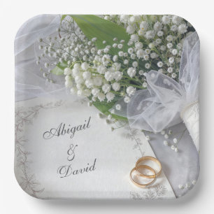 Wedding Lily of the Valley Bouquet with Rings Paper Plates